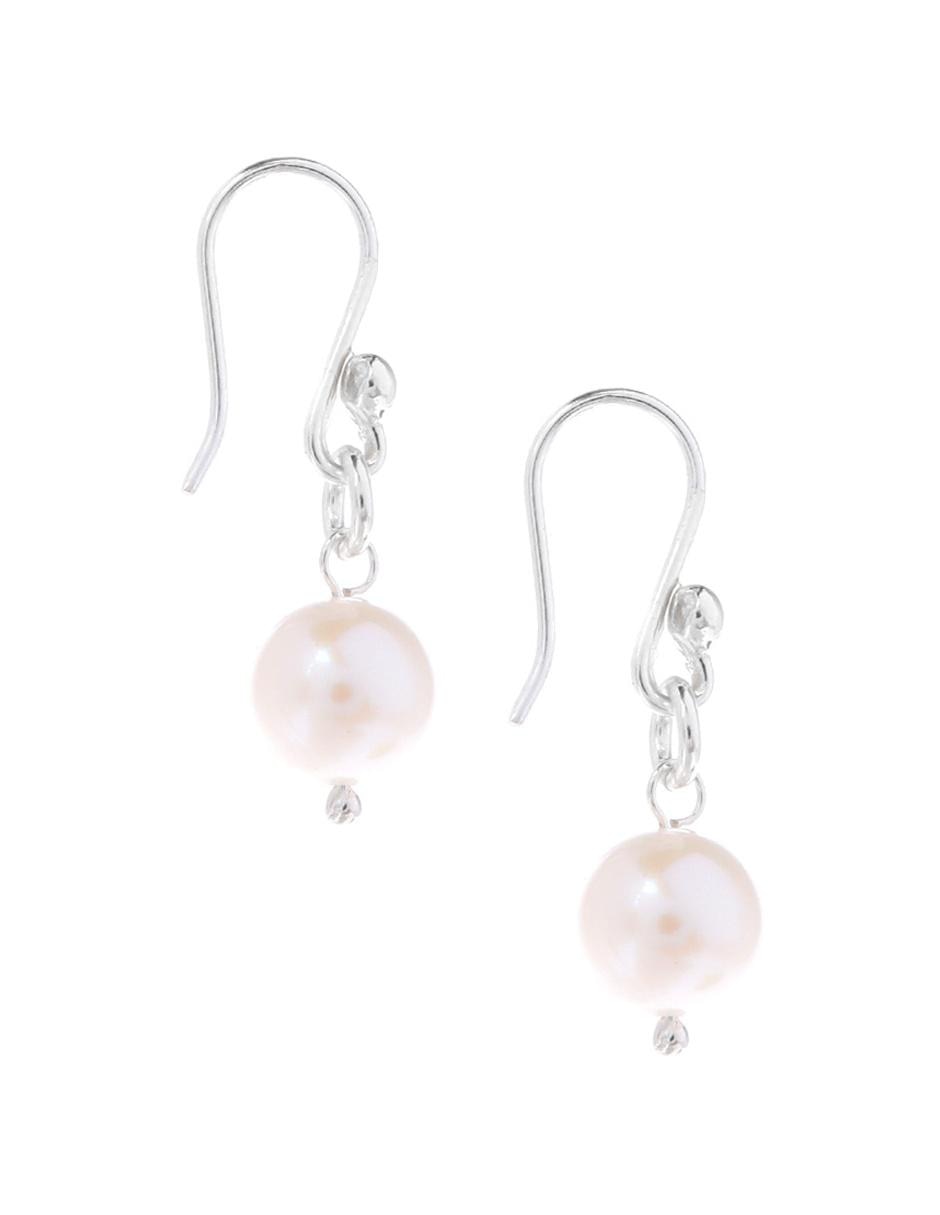 Aretes de plata P 925 con acabado brillante perla 2