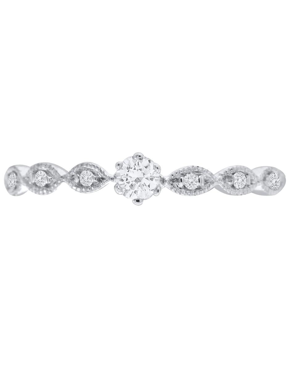 Solitario de oro blanco 14 k Rocío diamante 11