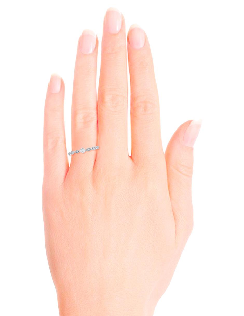 Solitario de oro blanco 14 k Rocío diamante 12