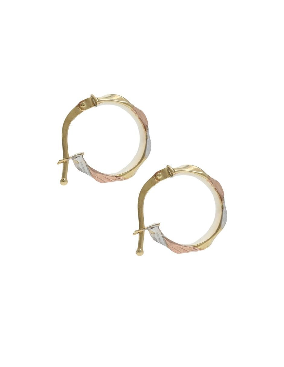 Arracadas de oro florentino 14 K con acabado brillante 4