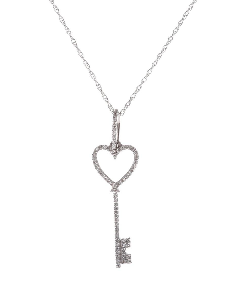 Colgante Y Dije de corazón de oro blanco 14 K diamante 1