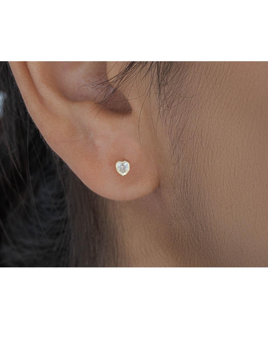 Broqueles de oro amarillo 14 K con acabado pavé zirconia 2