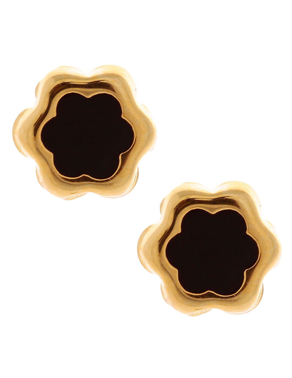 Broqueles de oro con acabado lustre ónix