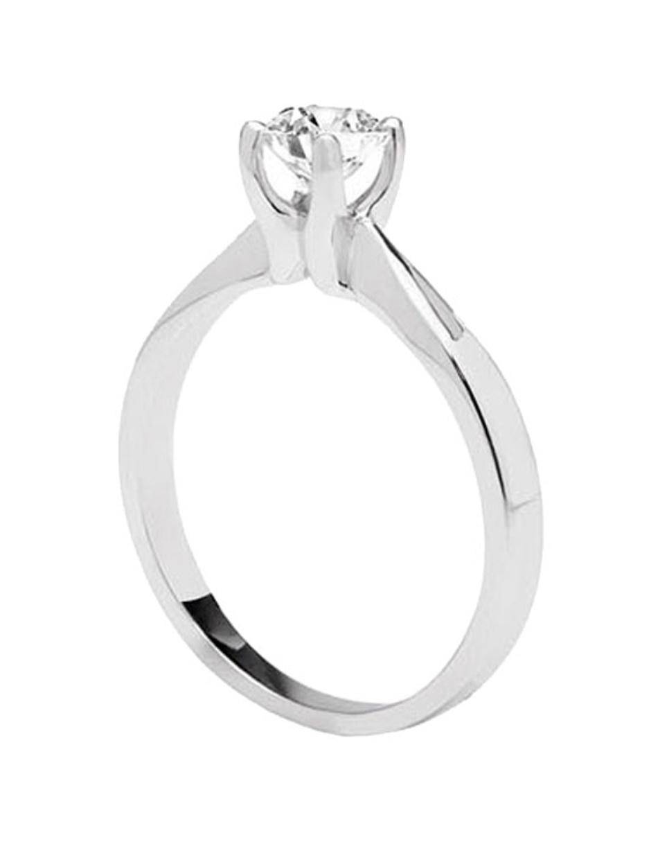 Solitario de oro blanco 14 k diamante 6