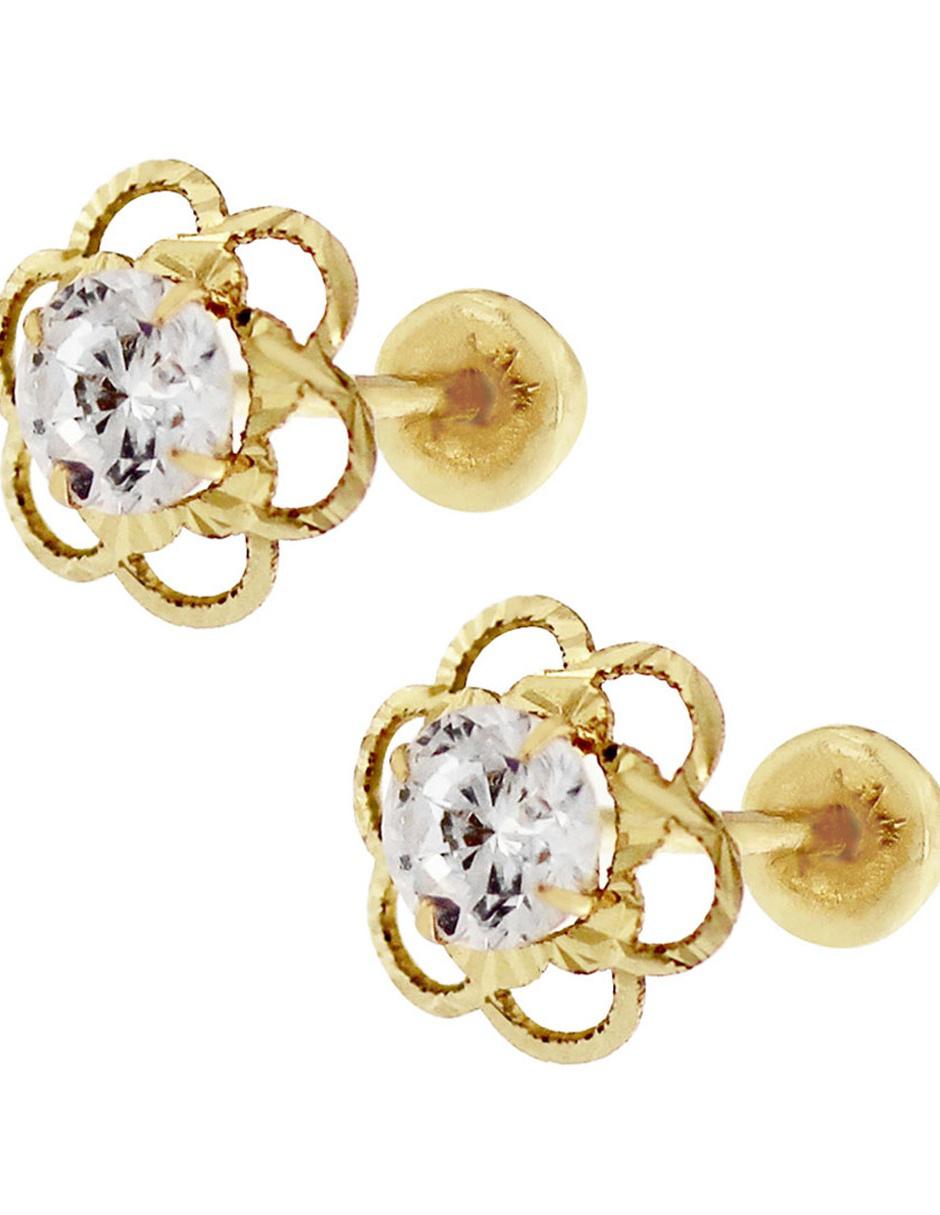 Broqueles de oro con acabado pavé zirconia 2