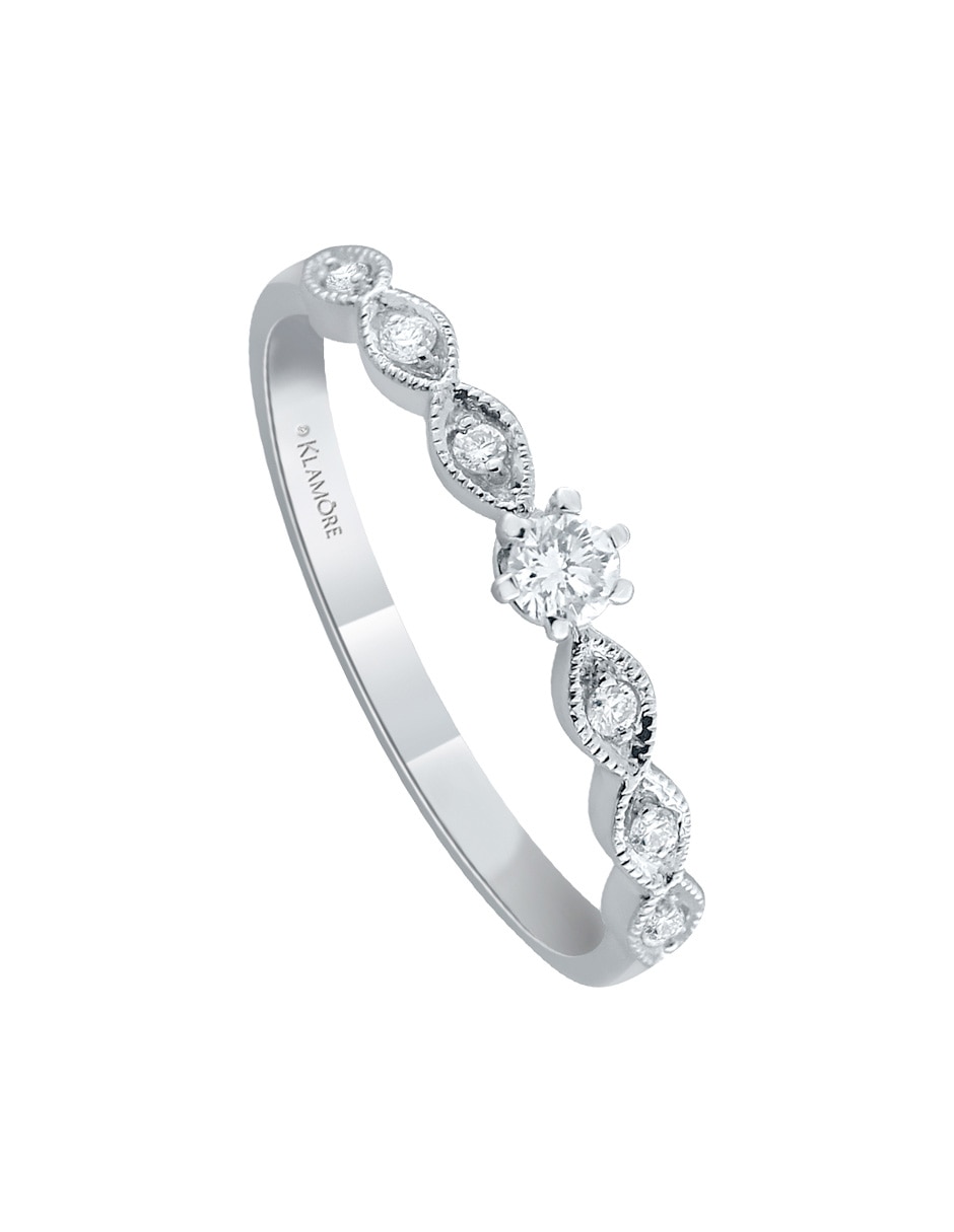 Solitario de oro blanco 14 k Rocío diamante 3