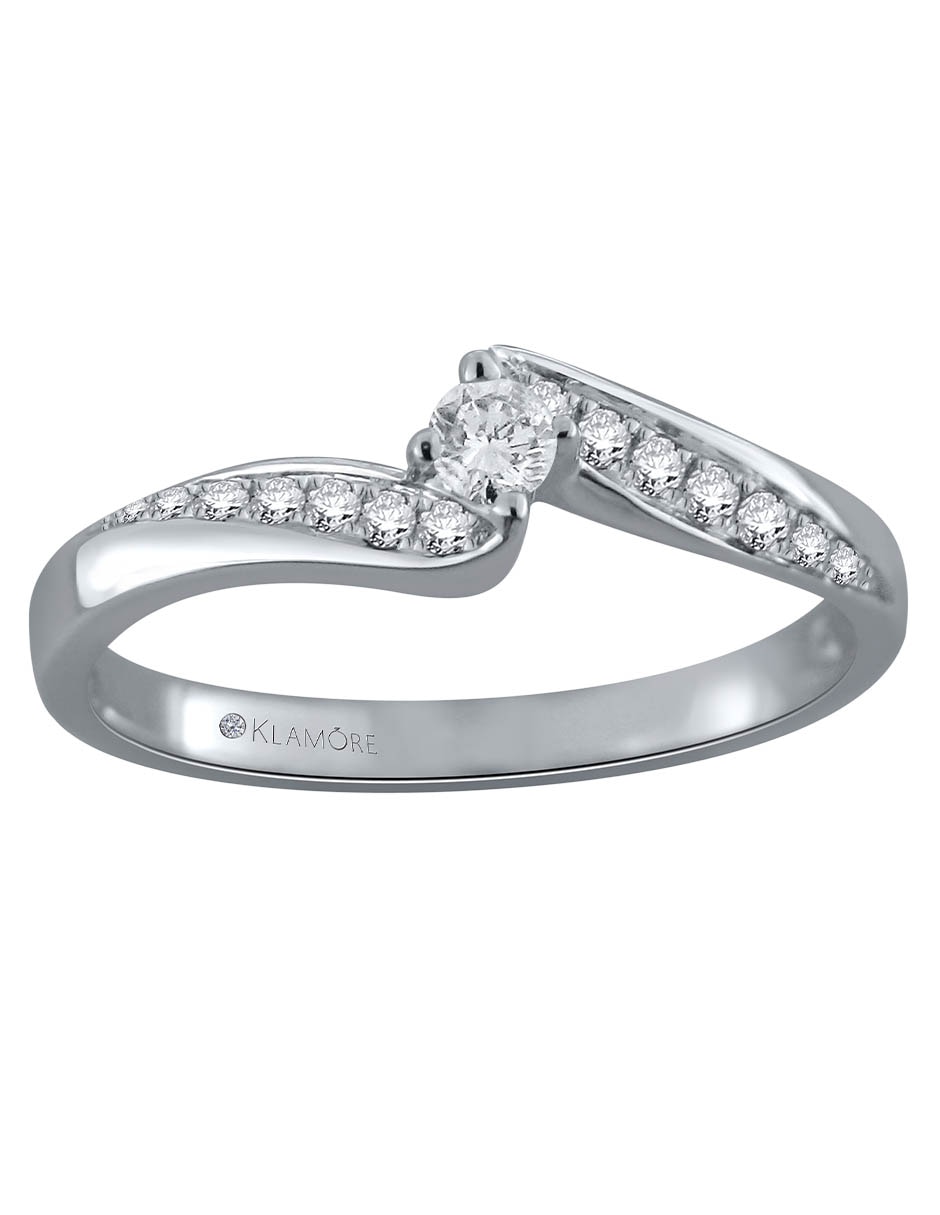 Solitario de oro blanco 14 k Kya diamante