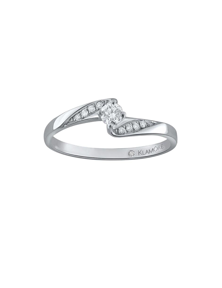 Solitario de oro blanco 14 k Elda diamante