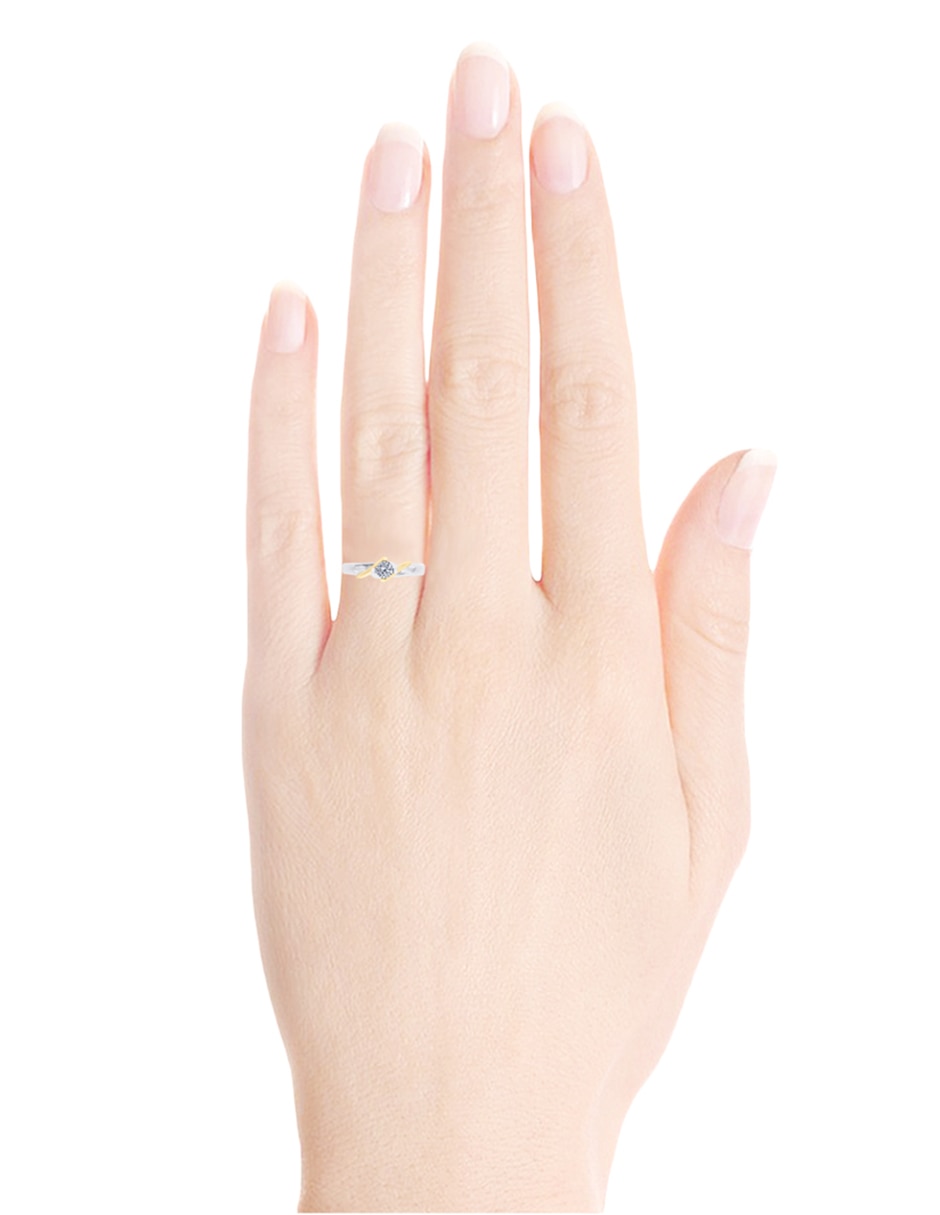 Solitario de oro blanco 14 k Enya diamante 8