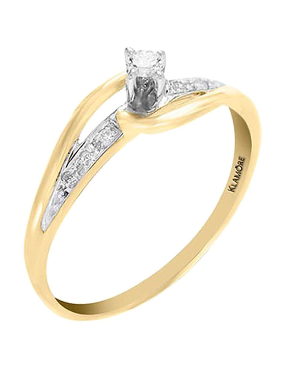 Solitario de oro 14 k Amber diamante 10