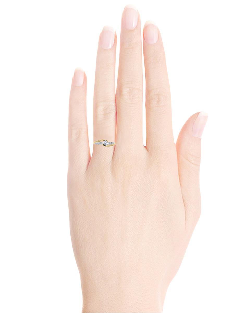 Solitario de oro amarillo 14 k Amber diamante 6