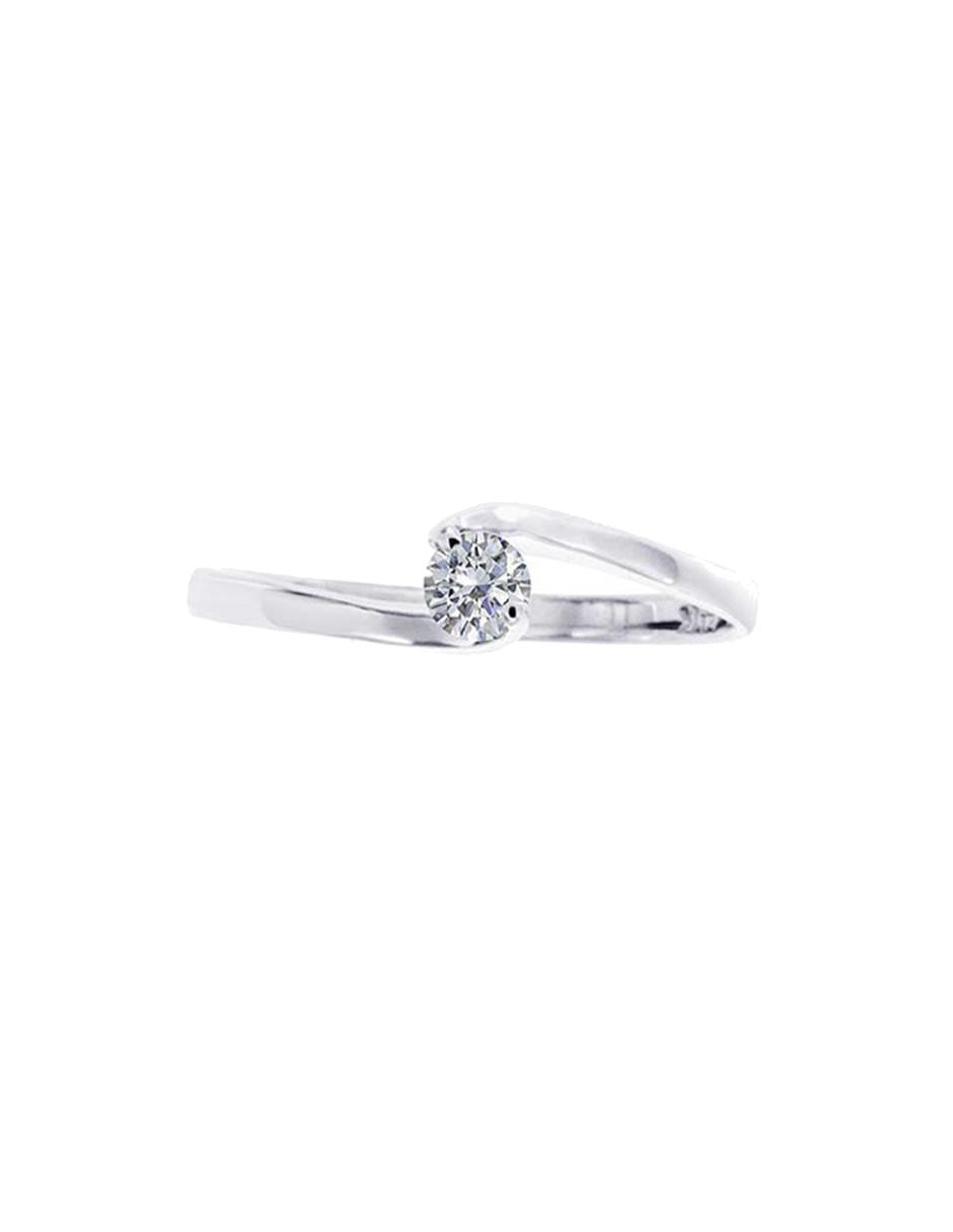 Solitario de oro blanco 14 k Dama diamante