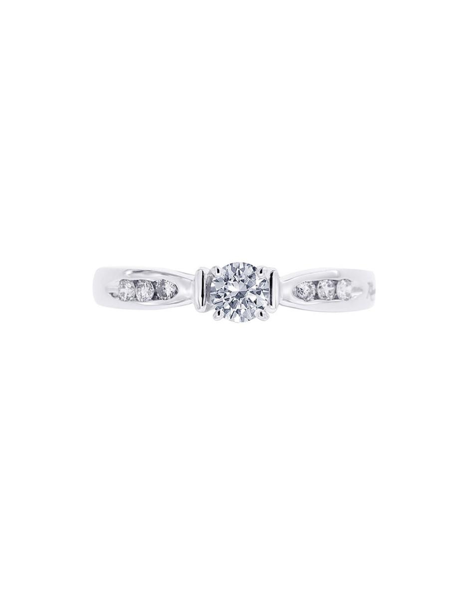 Solitario De Oro Blanco 14 K Fedelta Diamante