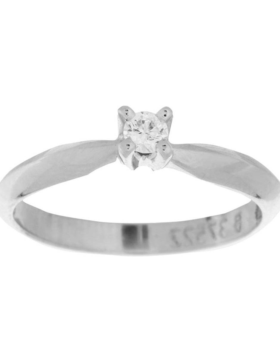 Solitario de oro blanco 14 k diamante