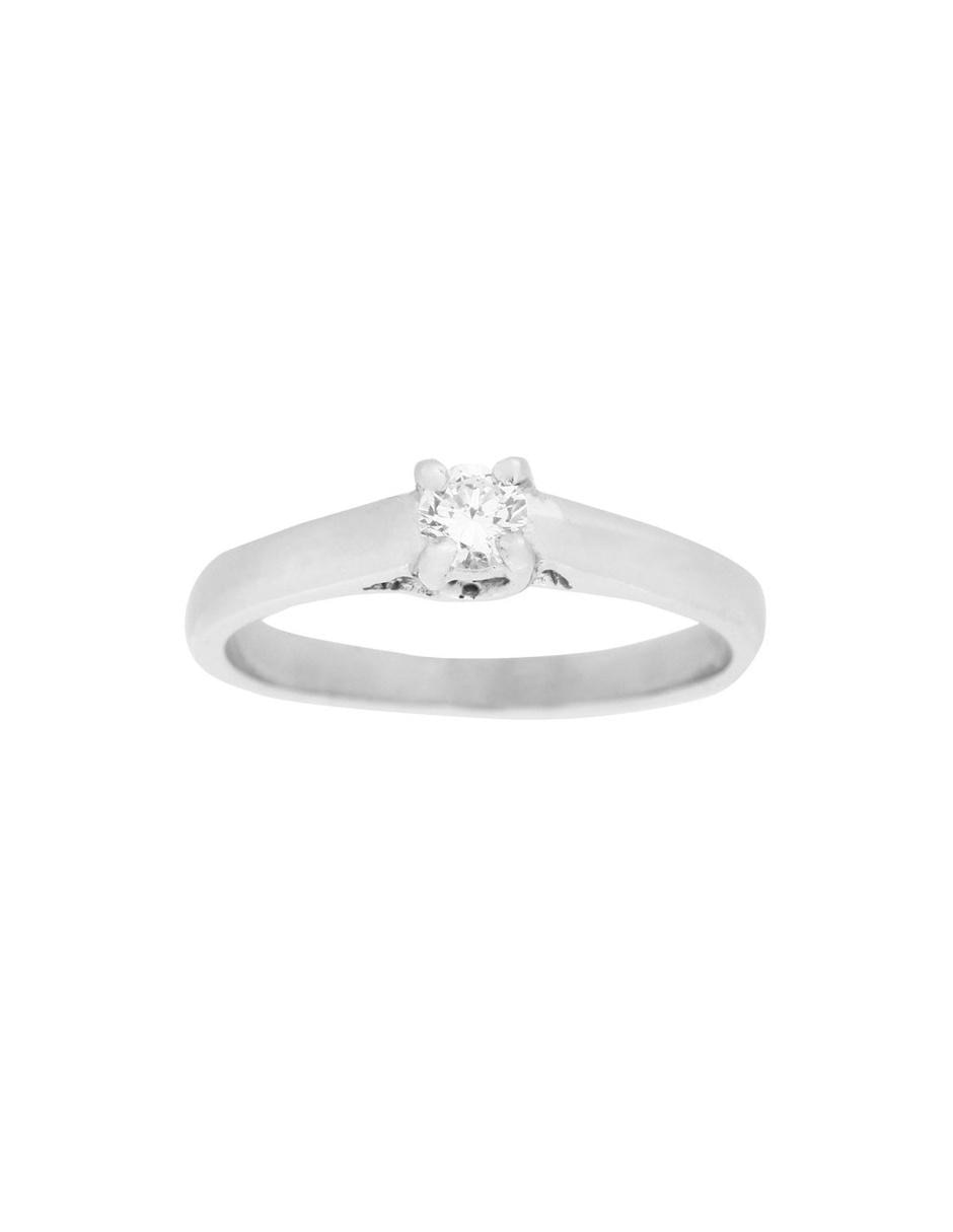 Solitario de oro blanco 14 k diamante