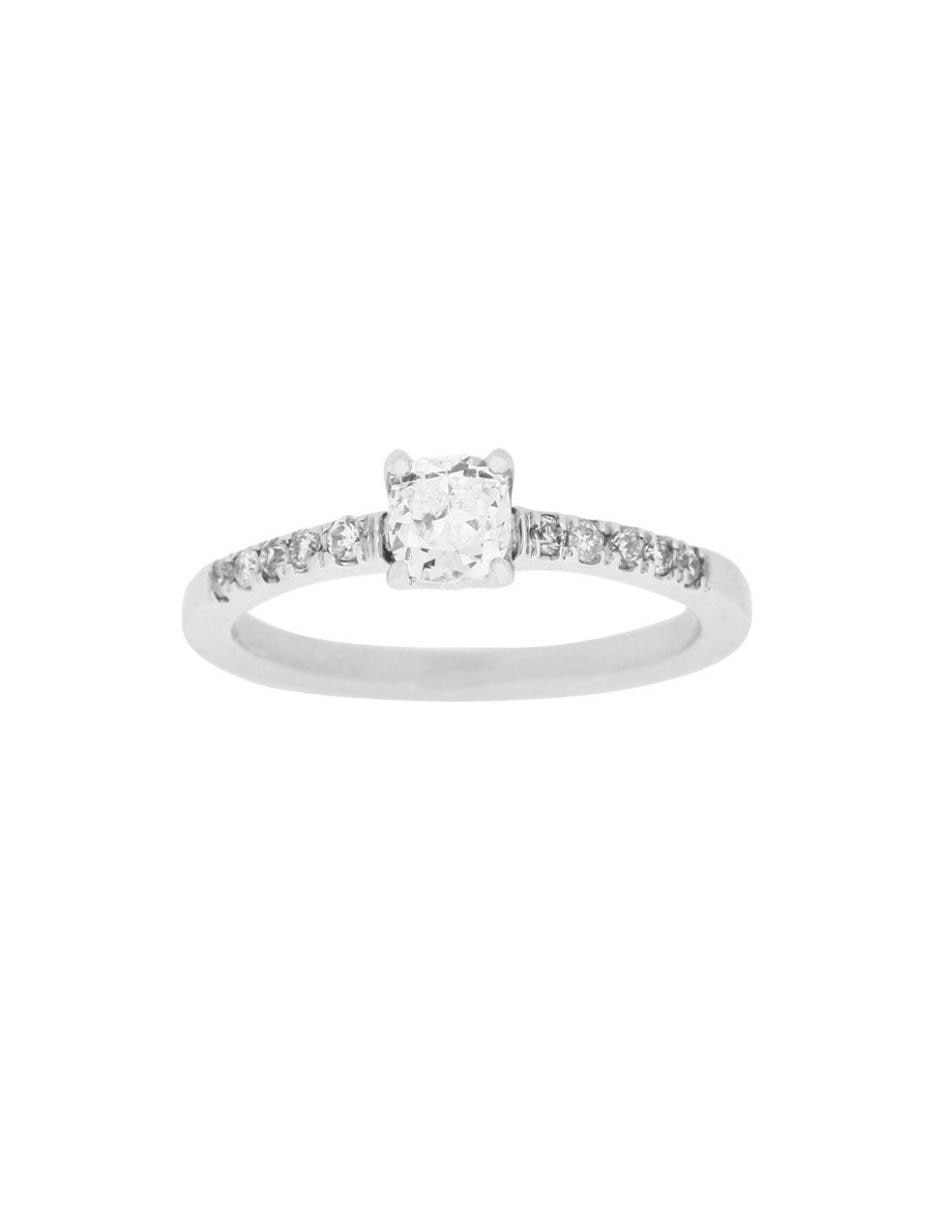Solitario de oro blanco 14 k diamante