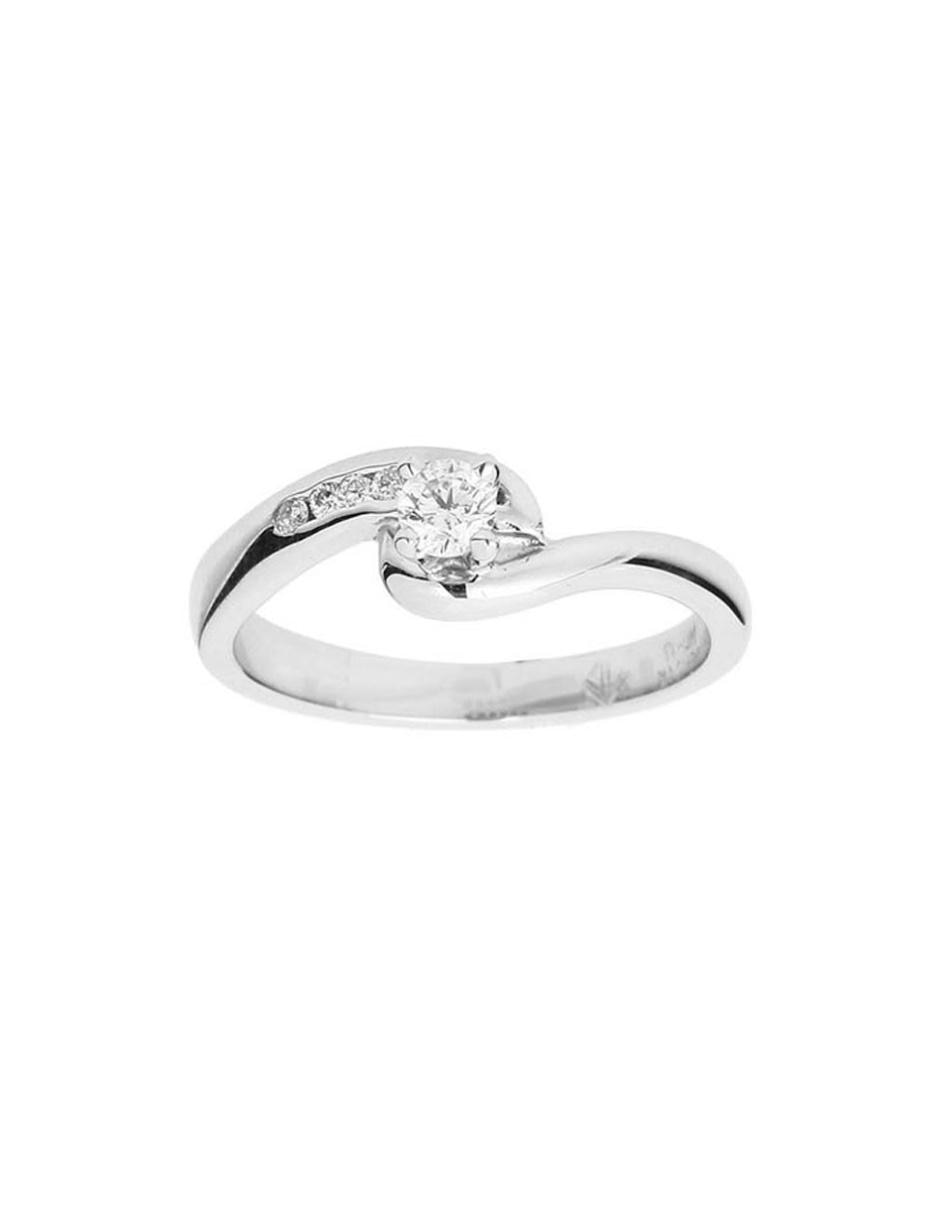 Solitario de oro blanco 14 k diamante