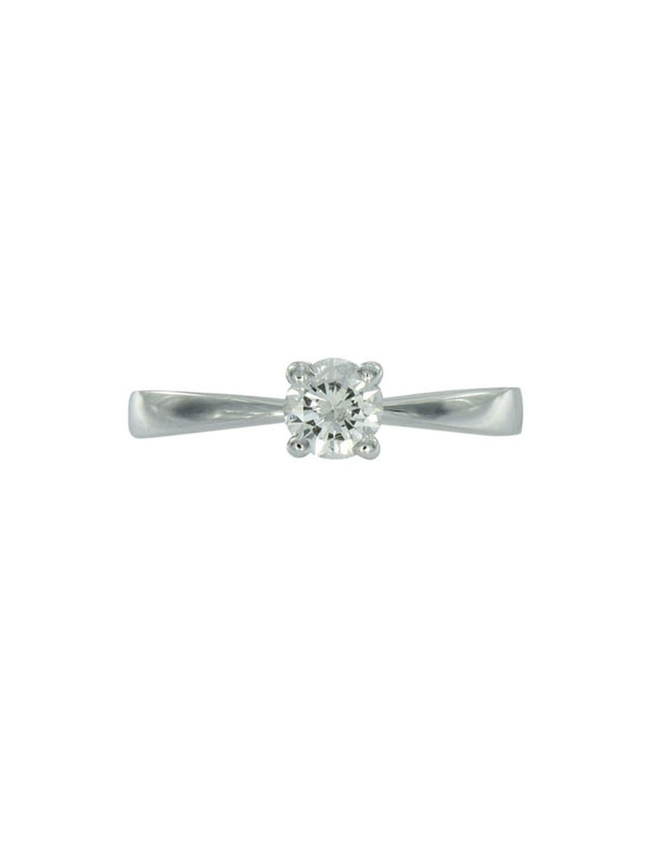Solitario de oro blanco 14 k diamante