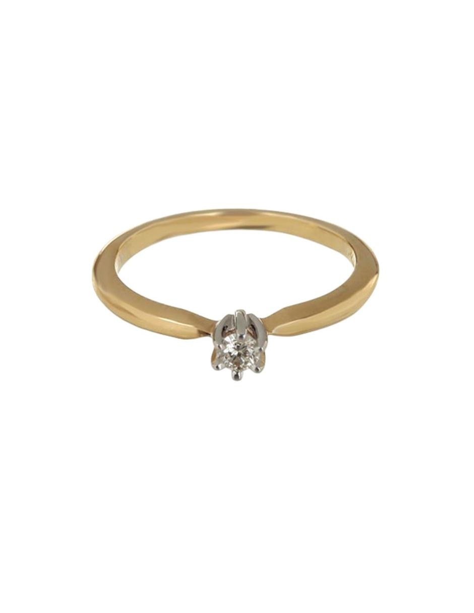 Solitario de oro 14 k diamante