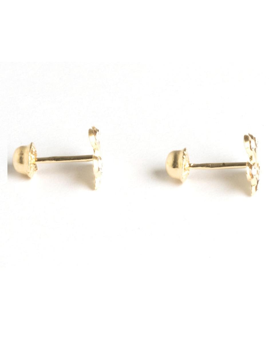 Broqueles de oro con acabado brillante zirconia 3