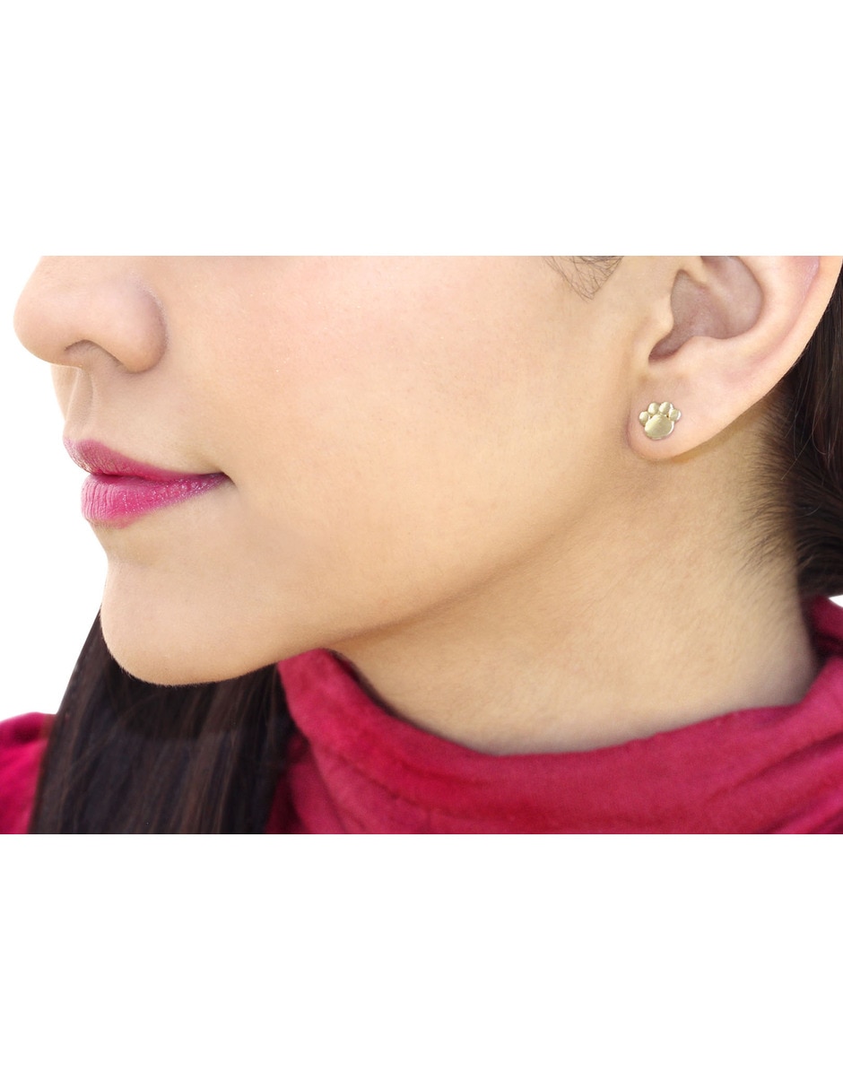 Broqueles de huella de oro con acabado brillante zirconia 4