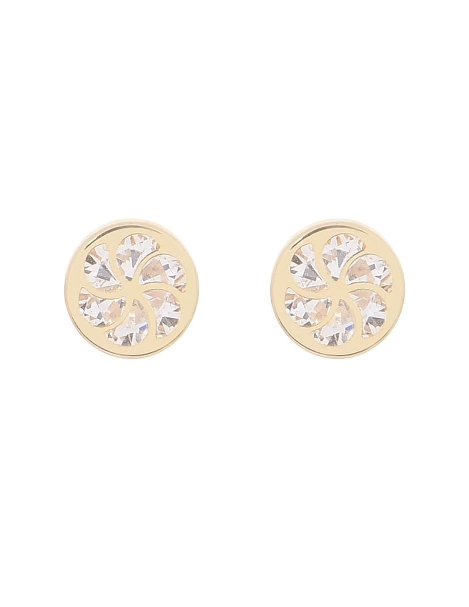 Broqueles de oro con acabado brillante zirconia