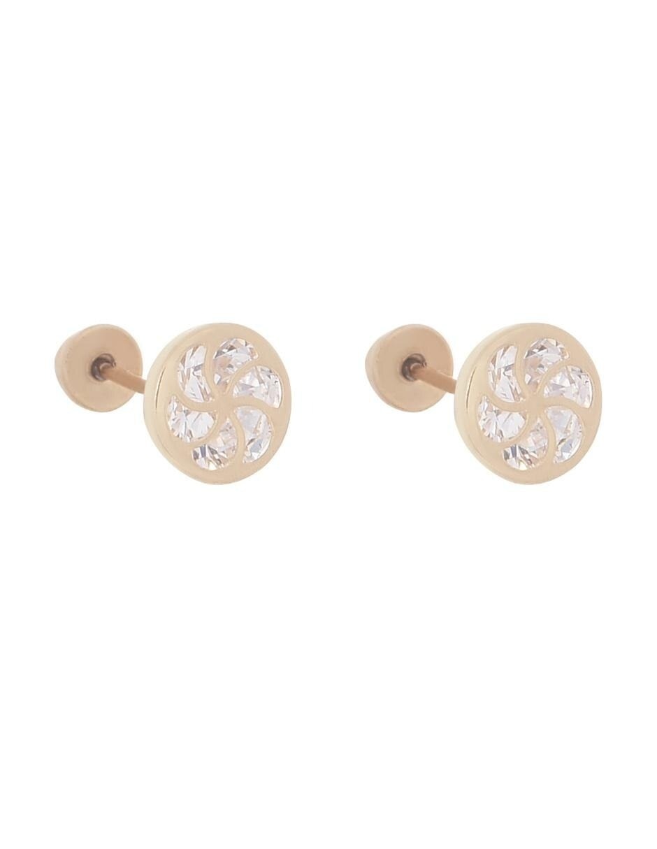Broqueles de oro con acabado brillante zirconia 2