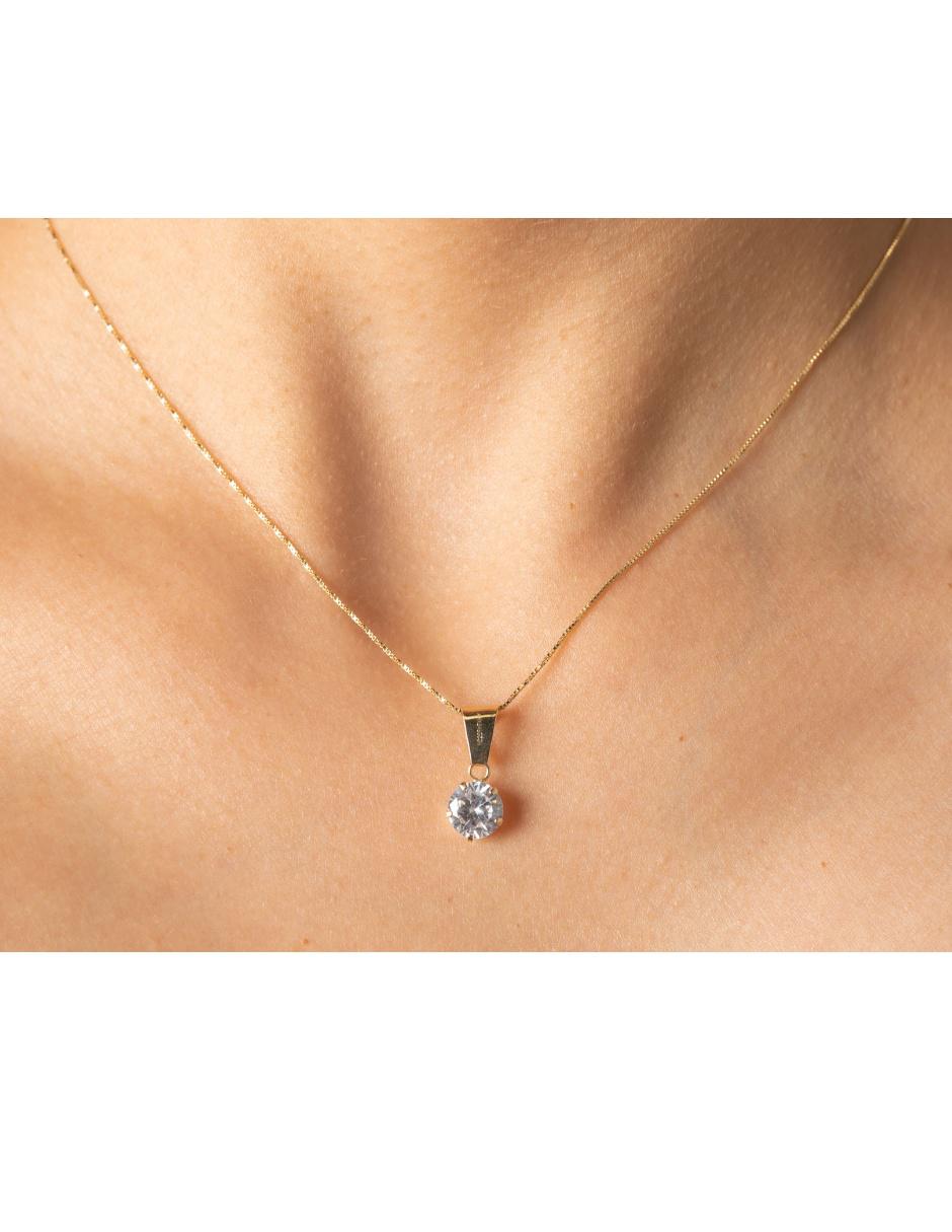 Dije de oro amarillo 14 K zirconia 2