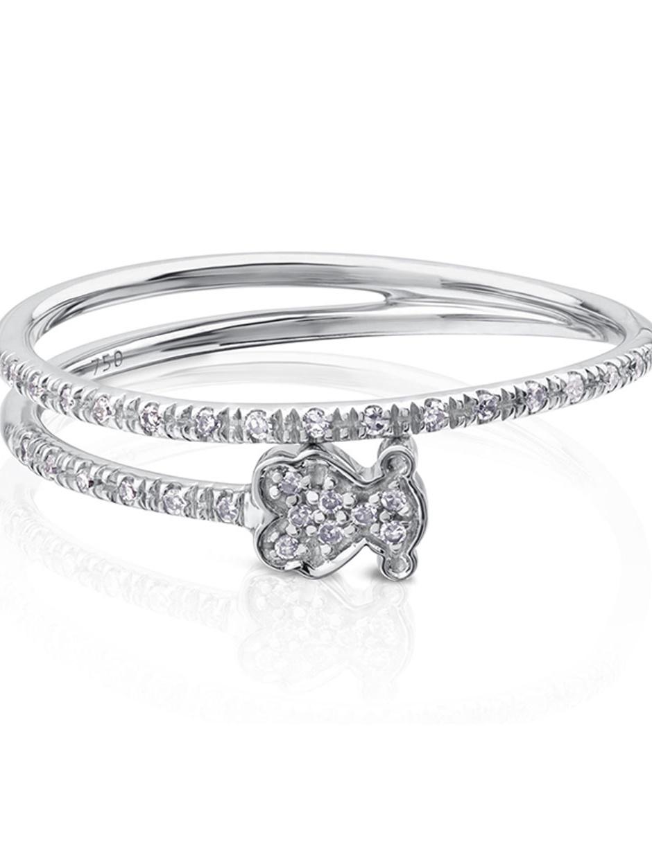Anillo de oso Sweet Dolls 18 k de oro blanco diamante brillante 5