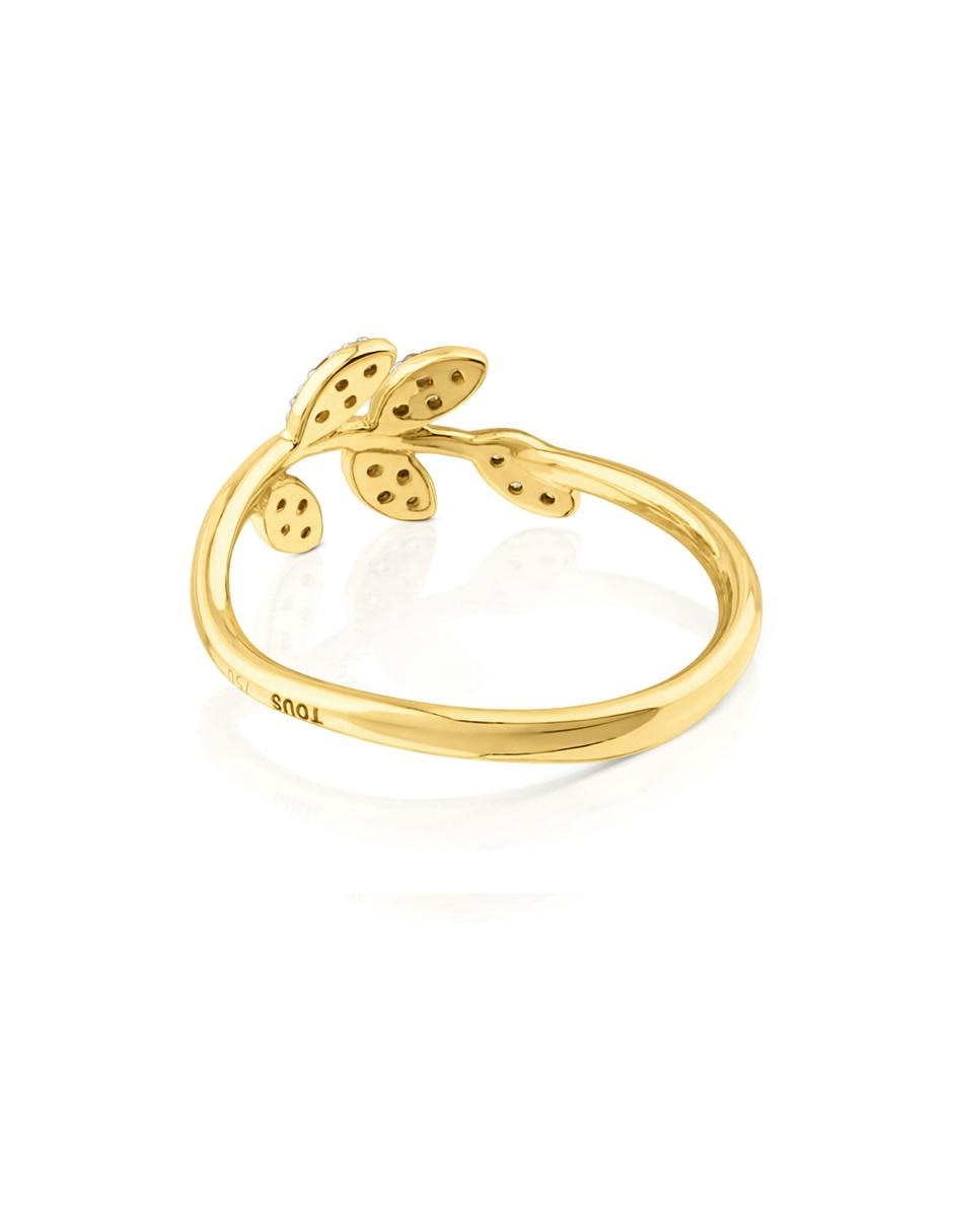 Anillo de hoja Gem Power 18 k de oro amarillo diamante pavé 6