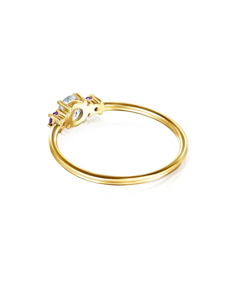 Anillo Ivette 18 k de oro amarillo amatista pavé 6