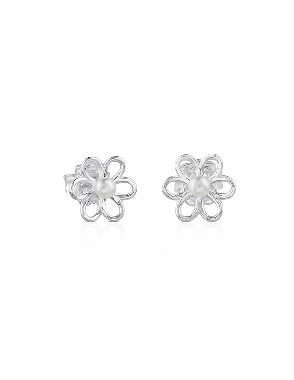 Broqueles de plata P 925 con acabado lustre perla