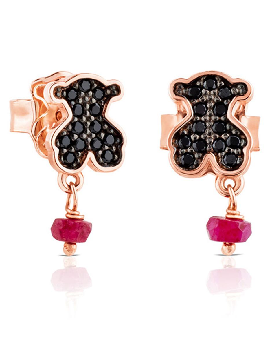 Broqueles con acabado pavé rubí y espinela