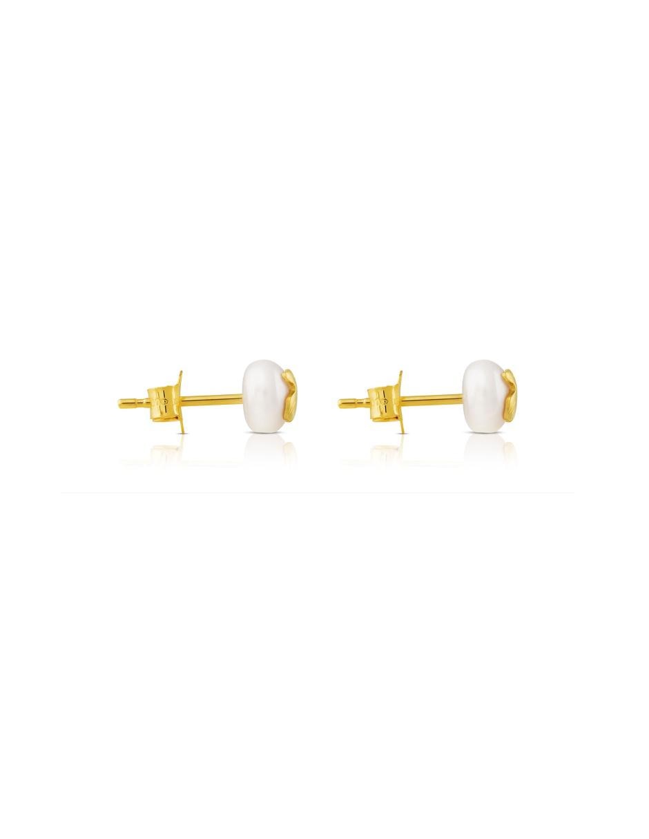 Broqueles de oro con acabado pavé perla 2