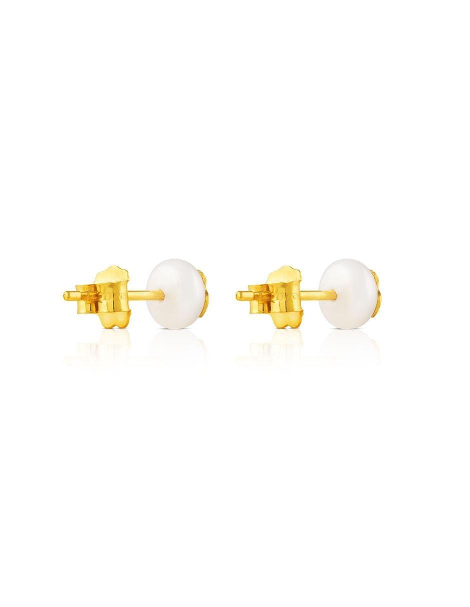 Broqueles de oro con acabado pavé perla 3