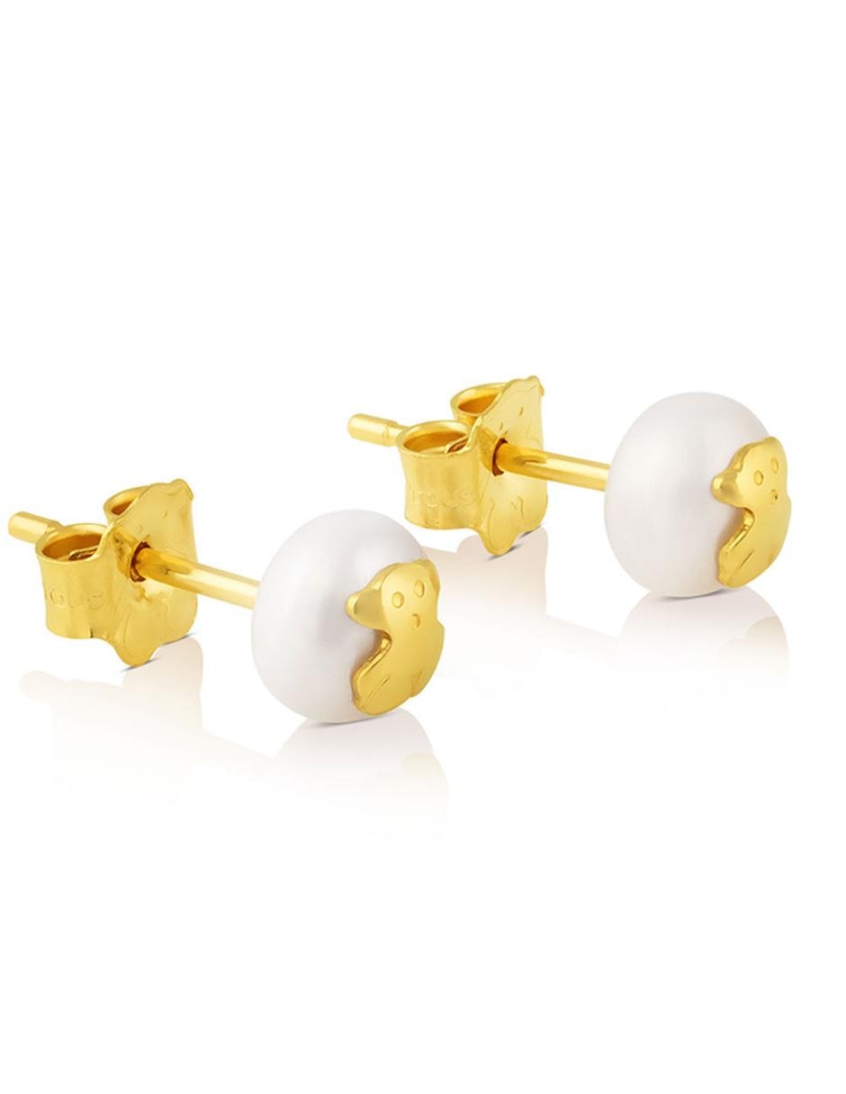 Broqueles de oro con acabado pavé perla 4
