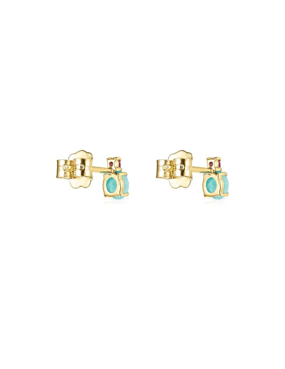 Broqueles de oro con acabado pavé amazonita