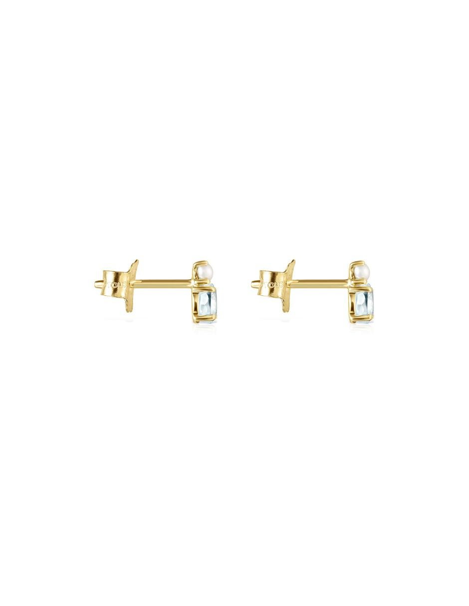 Broqueles de oro amarillo 18 K con acabado pavé perla
