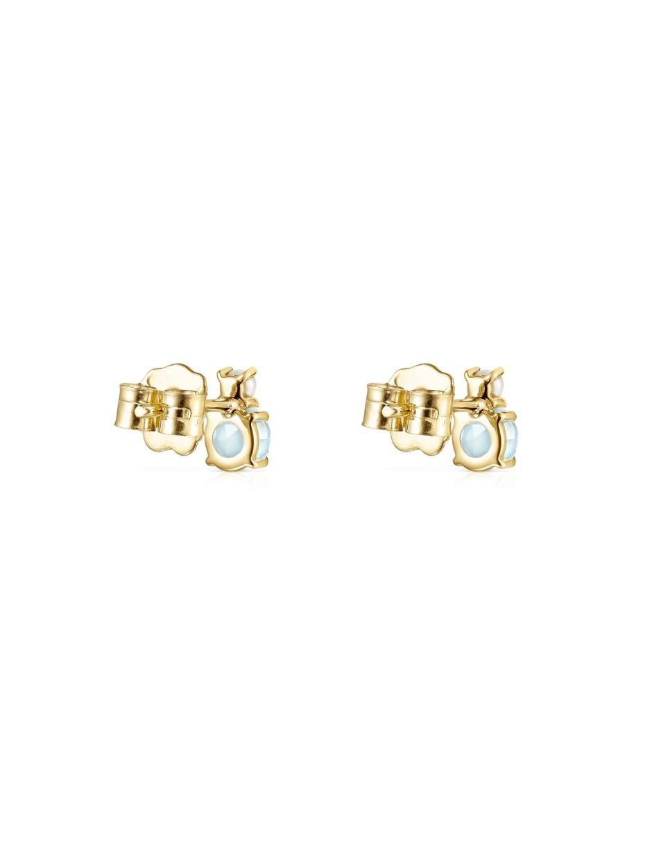 Broqueles de oro amarillo 18 K con acabado pavé perla