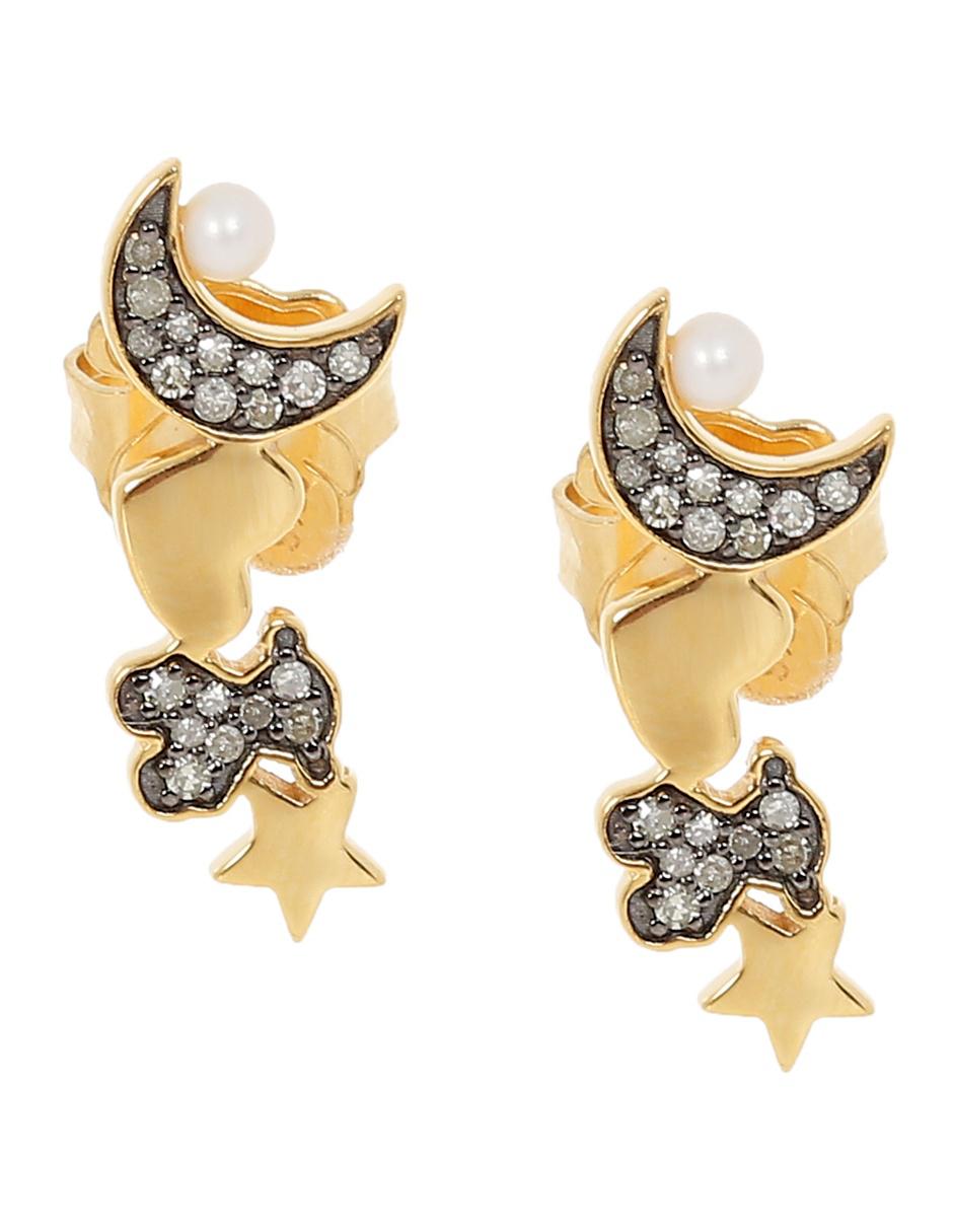 Broqueles con acabado pavé diamante y perla 1