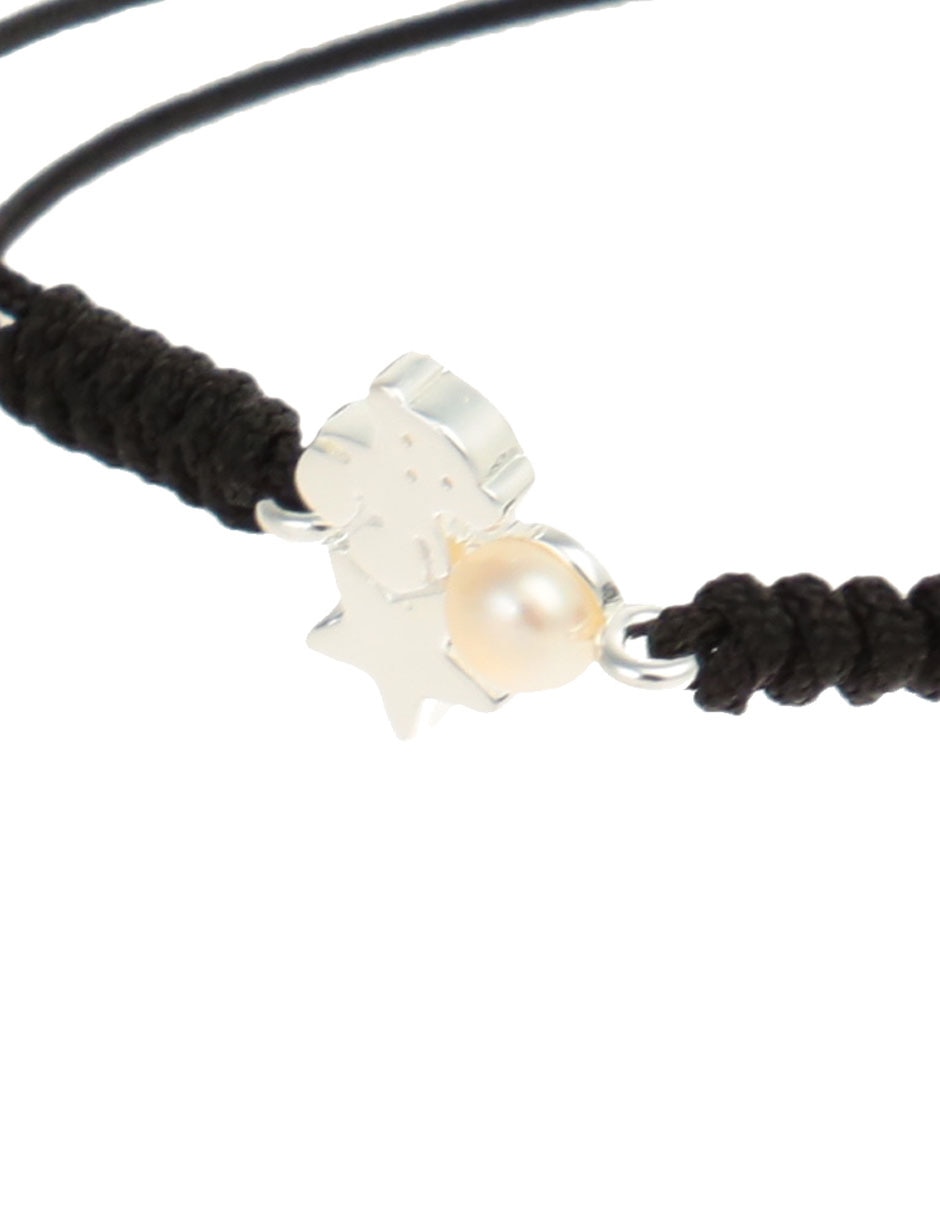 Brazalete de plata con perla p 925 Nocturne con acabado liso 4