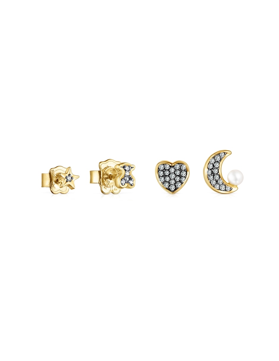 Broqueles con acabado pavé diamante y perla 1