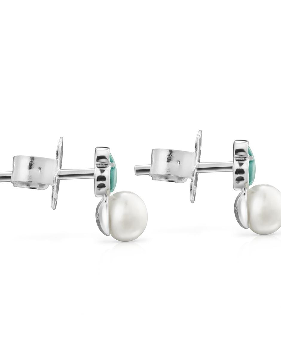 Broqueles de plata P 925 con acabado pavé amazonita 2