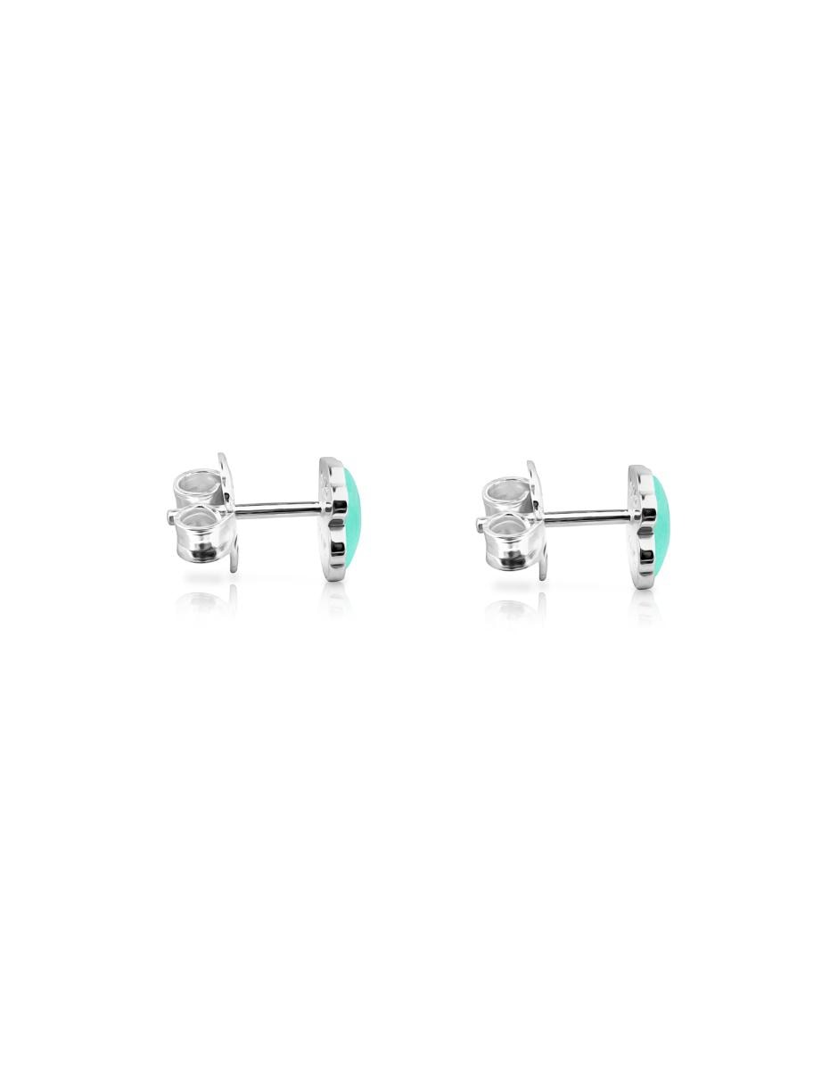 Broqueles de plata P 925 con acabado pavé amazonita 2