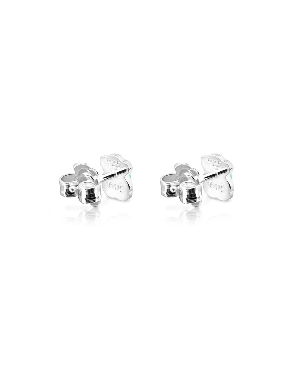 Broqueles de plata P 925 con acabado pavé amazonita 3