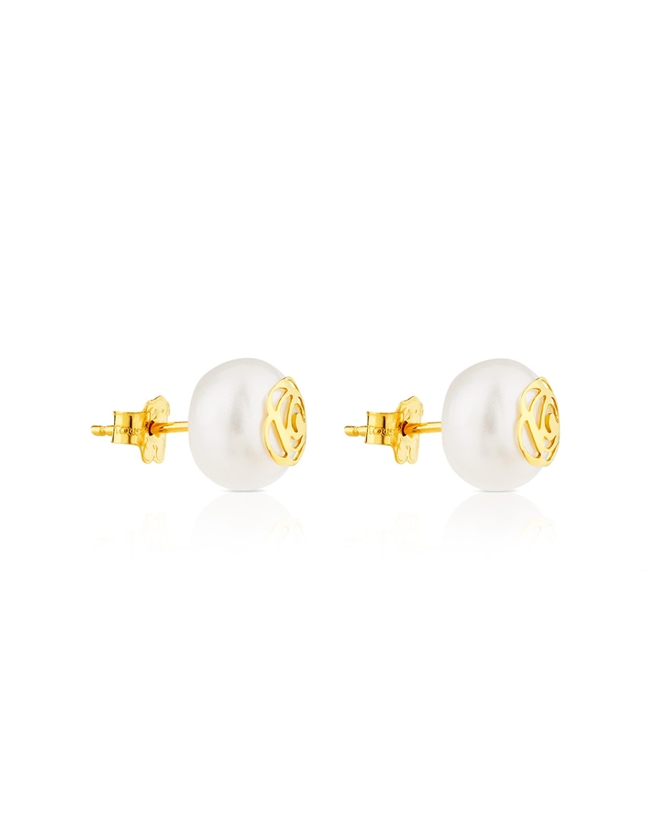 Broqueles de oro con acabado lustre perla 2