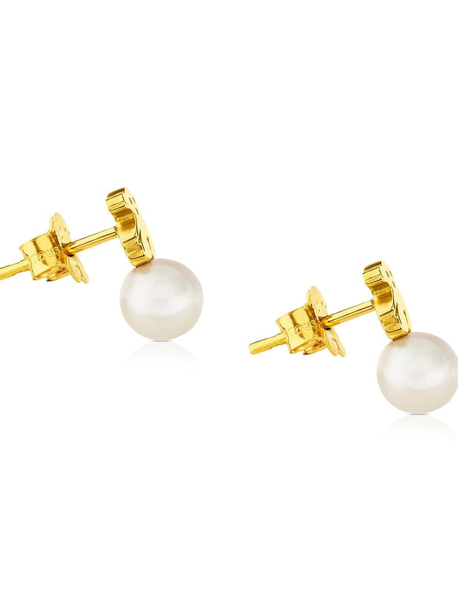 Broqueles de oro amarillo 18 K con acabado lustre perla 2