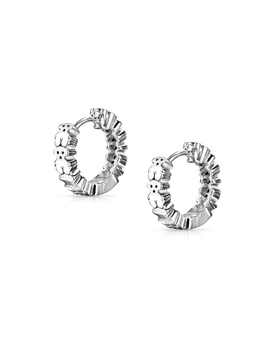 Arracadas de oro blanco con acabado pavé diamante 3