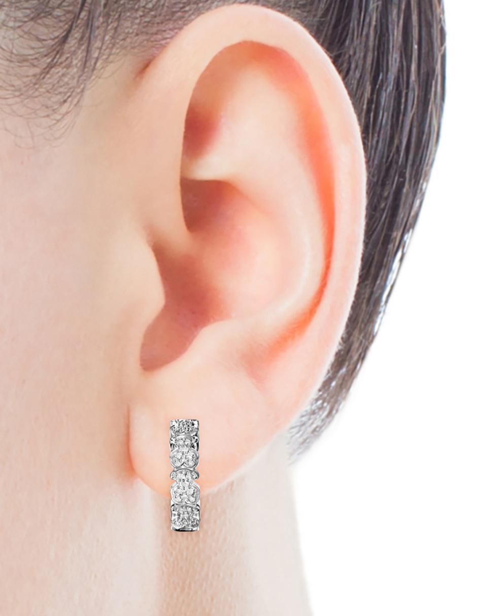 Arracadas de oro blanco con acabado pavé diamante 4