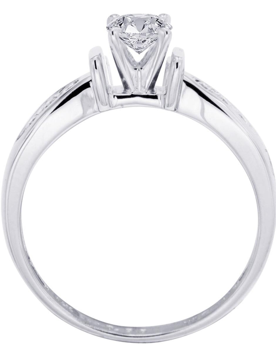 Solitario de oro blanco 14 k Fedelta diamante 9